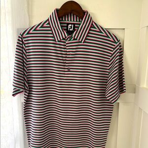 FootJoy Men's Striped Polo Shirt - Red, Green, White